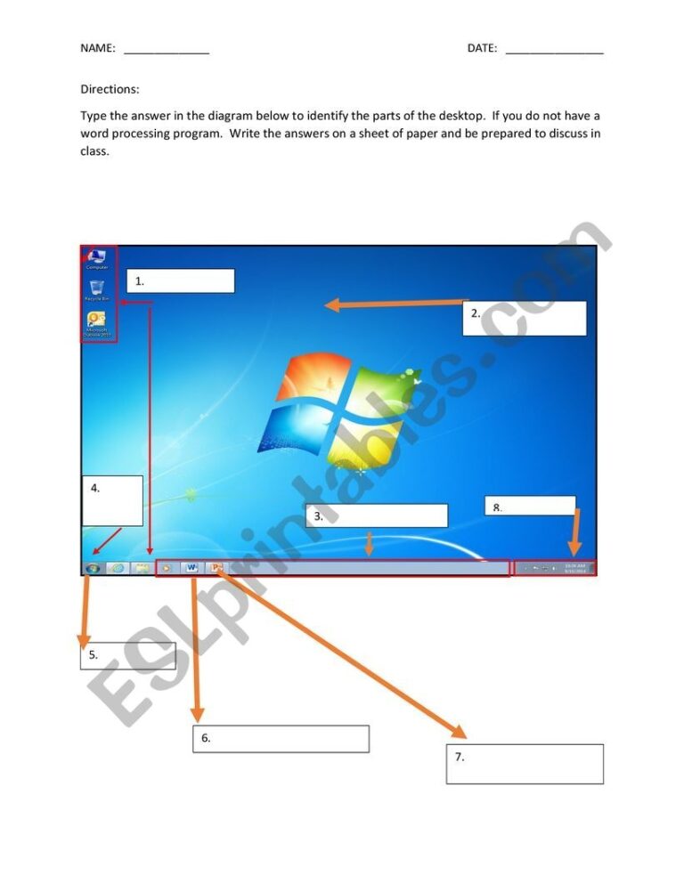 Elements Of A Computer Window ESL Worksheet By Mjenson