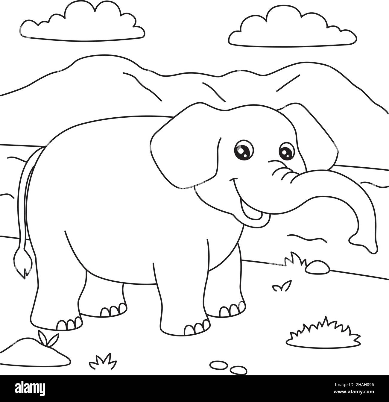 Elephant Coloring Page For Kids Stock Vector Image U0026 Art Alamy Elephant Coloring Page For Kids Stock Vector Image U0026 Art Alamy