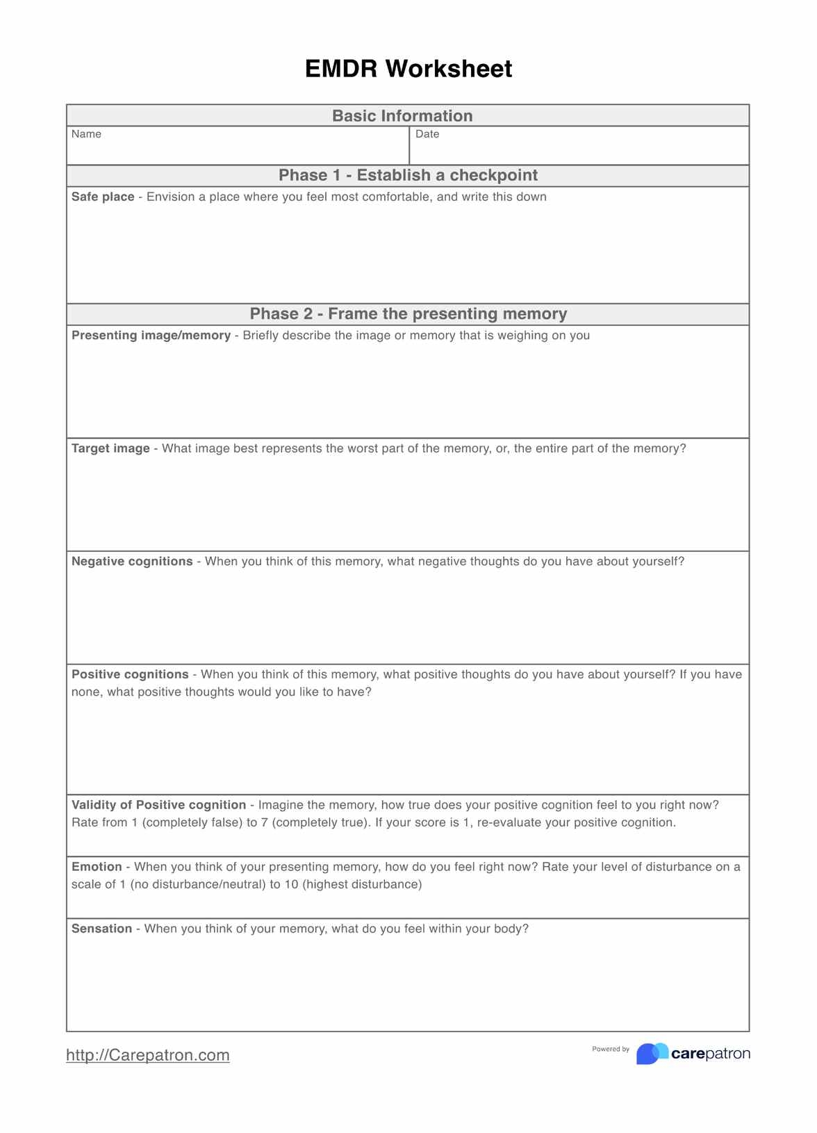EMDR Worksheet Example Free PDF Download EMDR Worksheet Example Free PDF Download