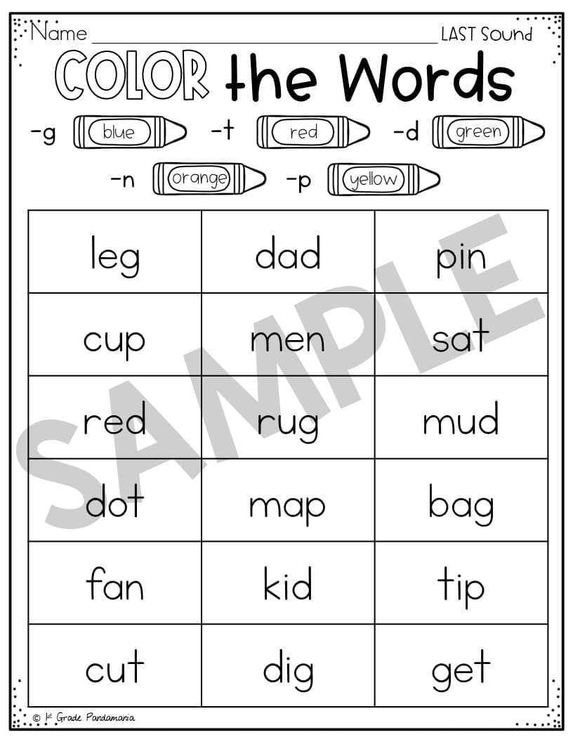 Ending Sounds Worksheets Phonics Activities 1st Grade Pandamania Ending Sounds Worksheets Phonics Activities 1st Grade Pandamania