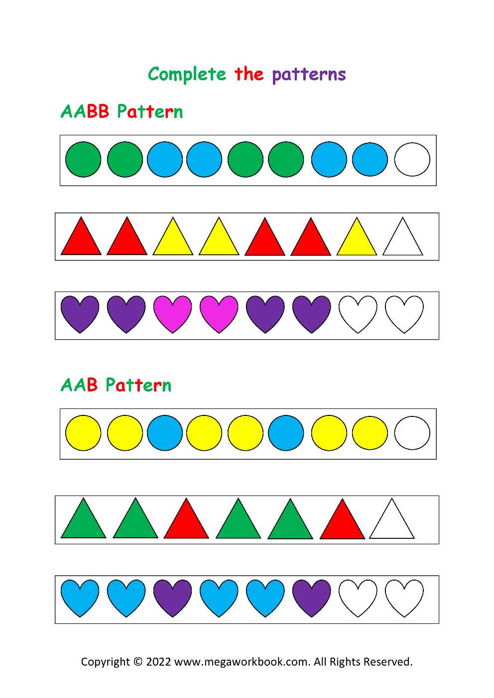 Pattern Printable Worksheets Kindergarten