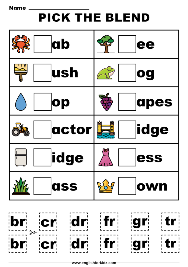 English For Kids Step By Step Beginning Consonant Blends And Digraphs Worksheets