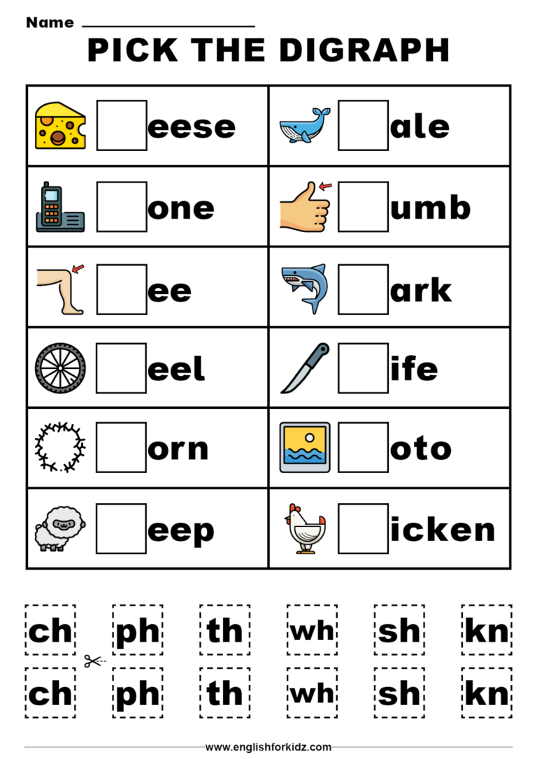 English For Kids Step By Step Beginning Consonant Blends And Digraphs Worksheets