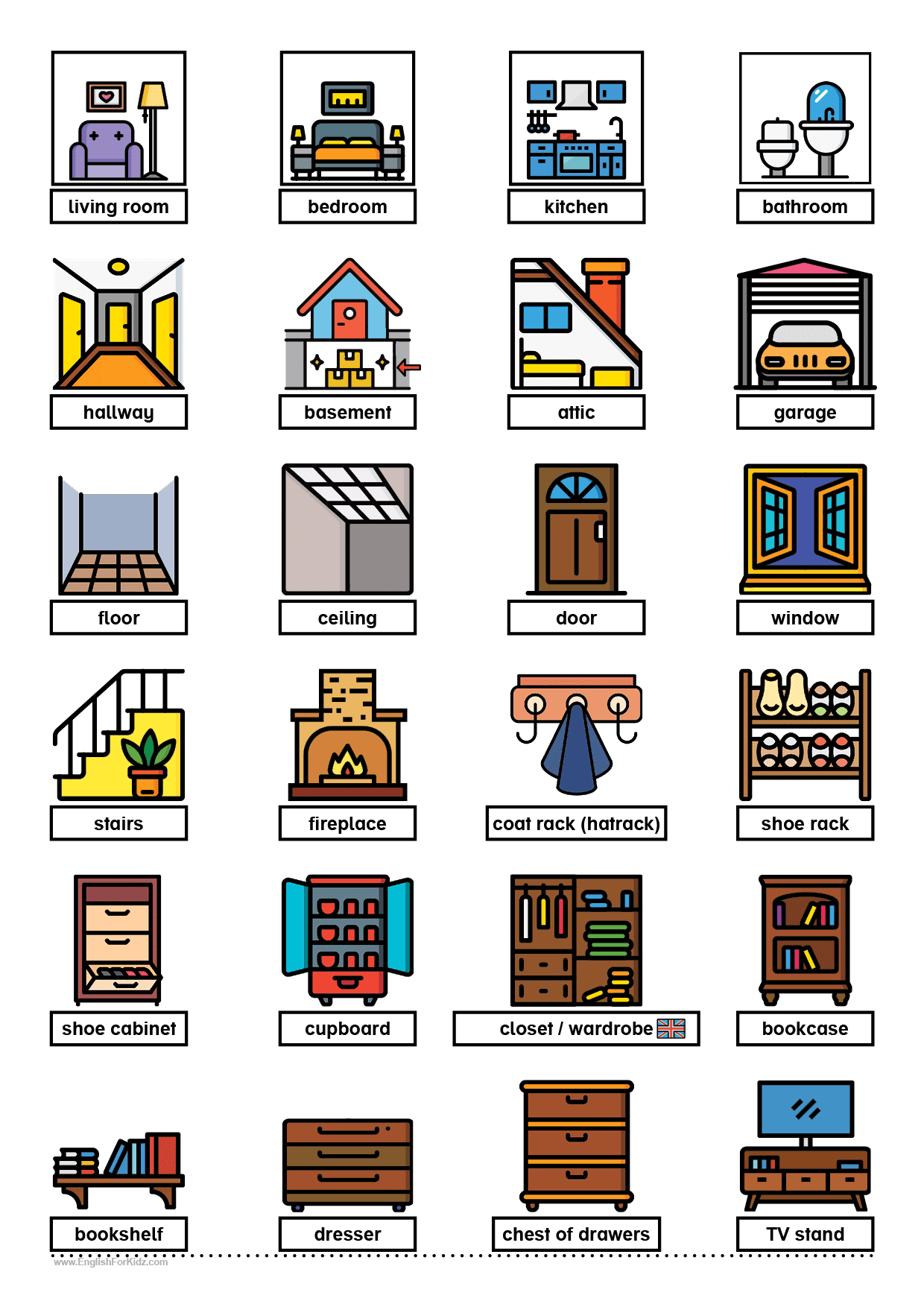 Free Printable House Vocabulary Worksheets Free Printable House Vocabulary Worksheets