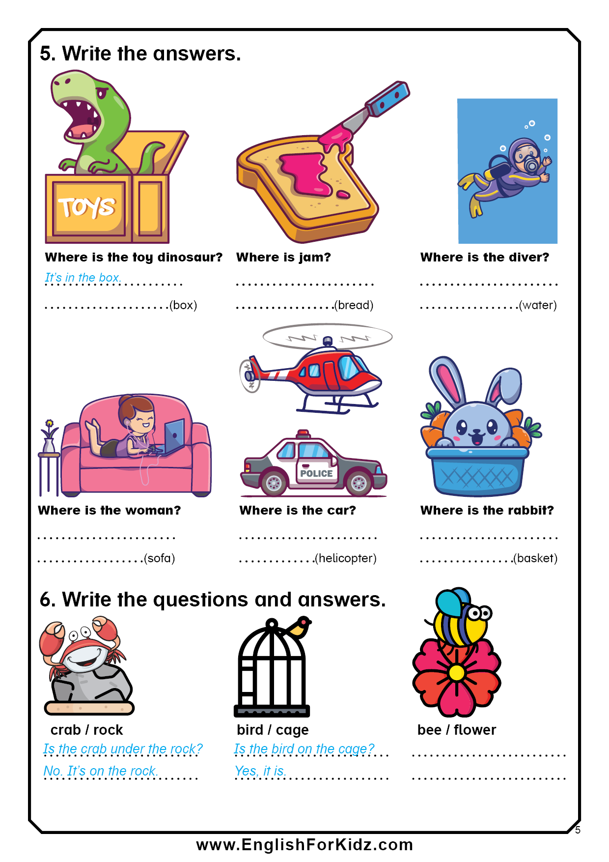English For Kids Step By Step Prepositions Worksheets