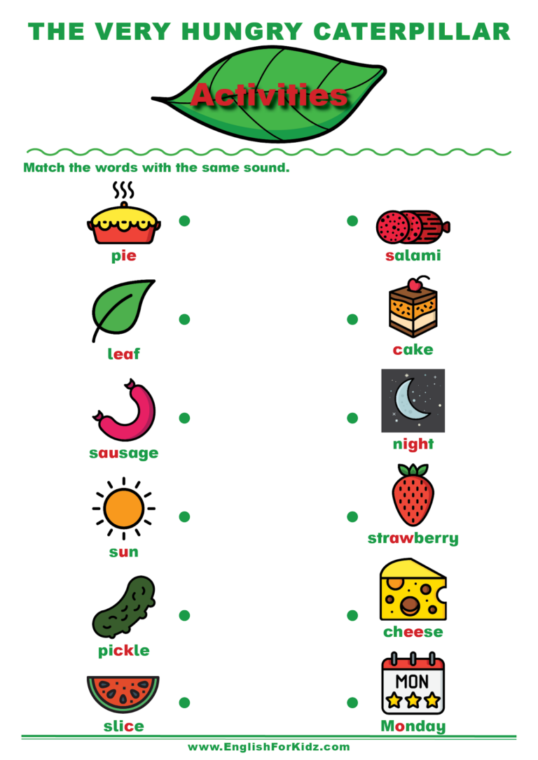 English For Kids Step By Step The Very Hungry Caterpillar Activities