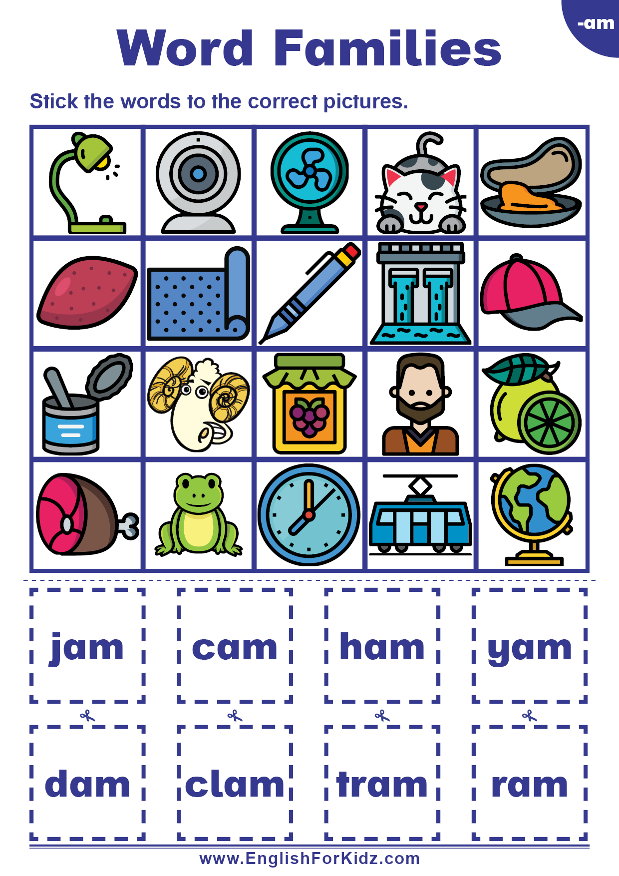 English For Kids Step By Step Word Families Worksheets Am Words Free PDF English For Kids Step By Step Word Families Worksheets Am Words Free PDF