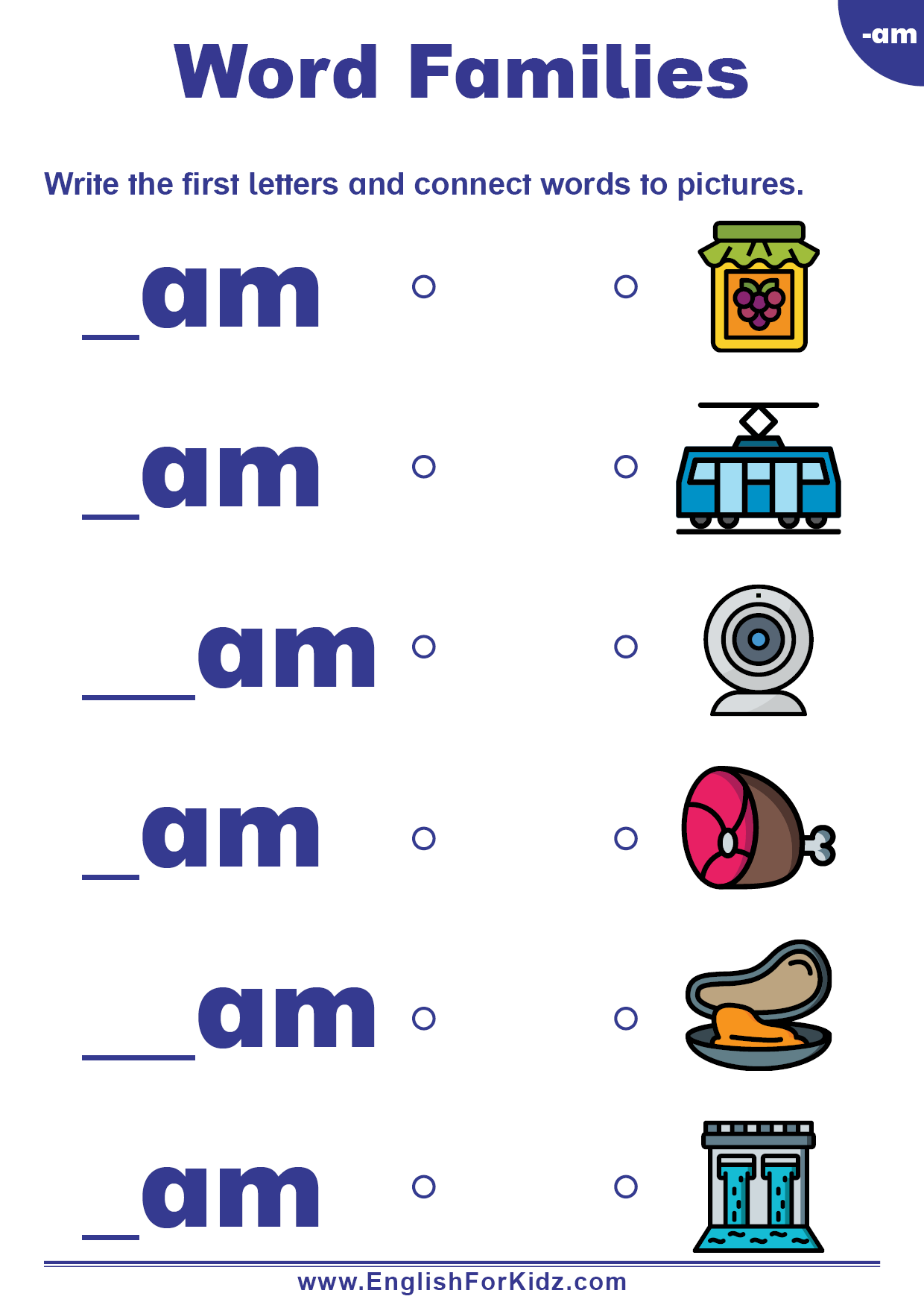 English For Kids Step By Step Word Families Worksheets Am Words Free PDF English For Kids Step By Step Word Families Worksheets Am Words Free PDF