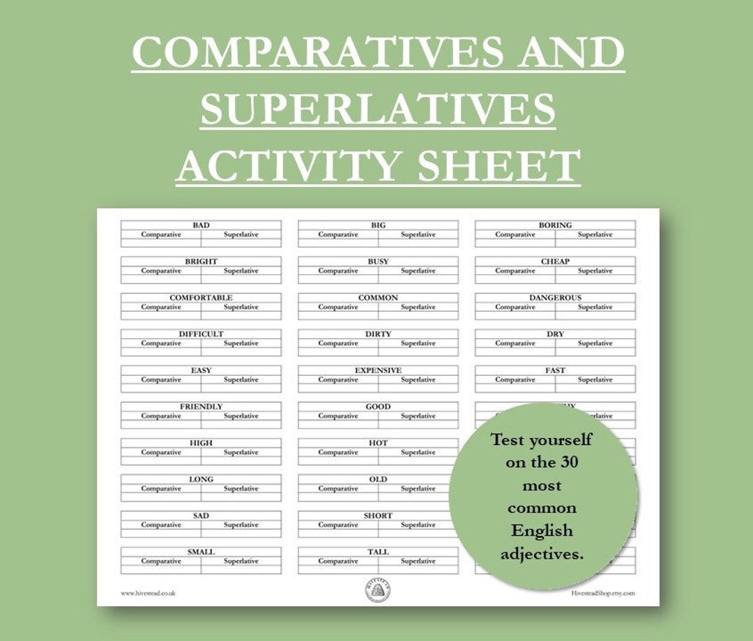 Comparative And Superlative Printable Worksheets