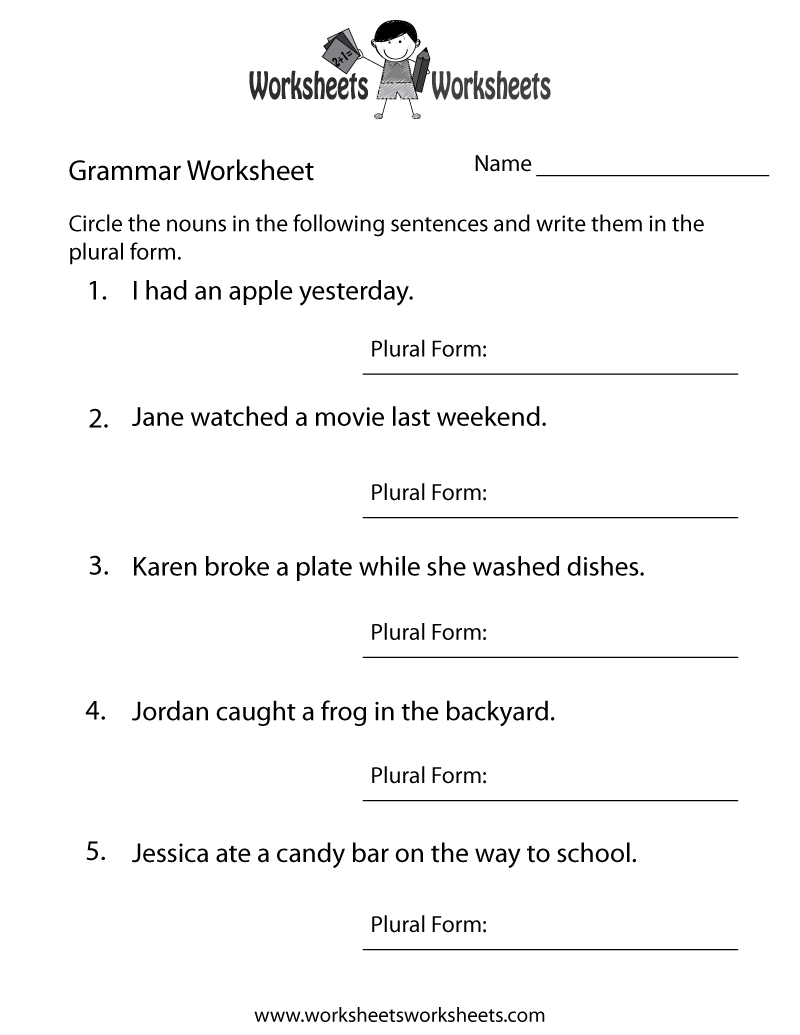 English Grammar Worksheet Worksheets Worksheets Worksheets Library