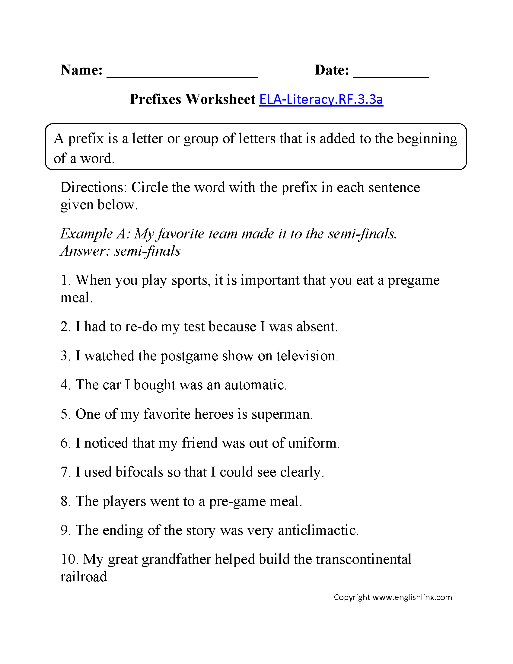 English Worksheets Common Core Aligned Worksheets