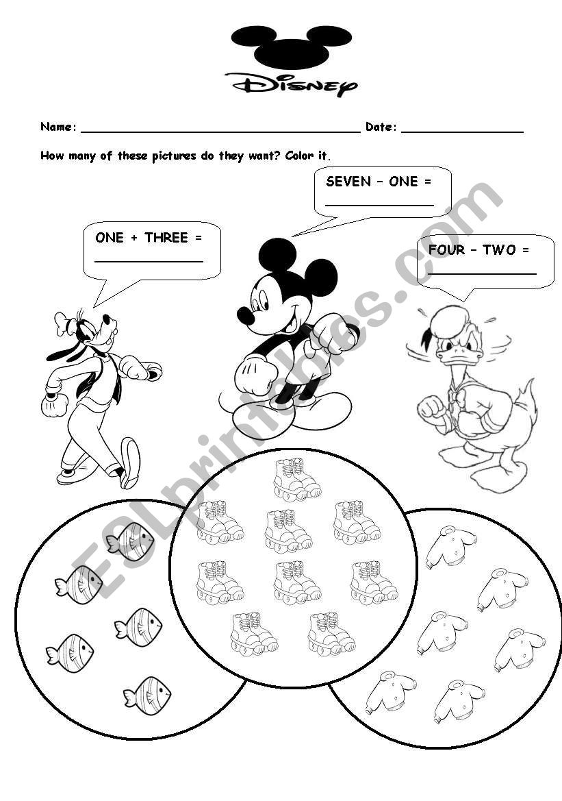 English Worksheets Disney Math English Worksheets Disney Math