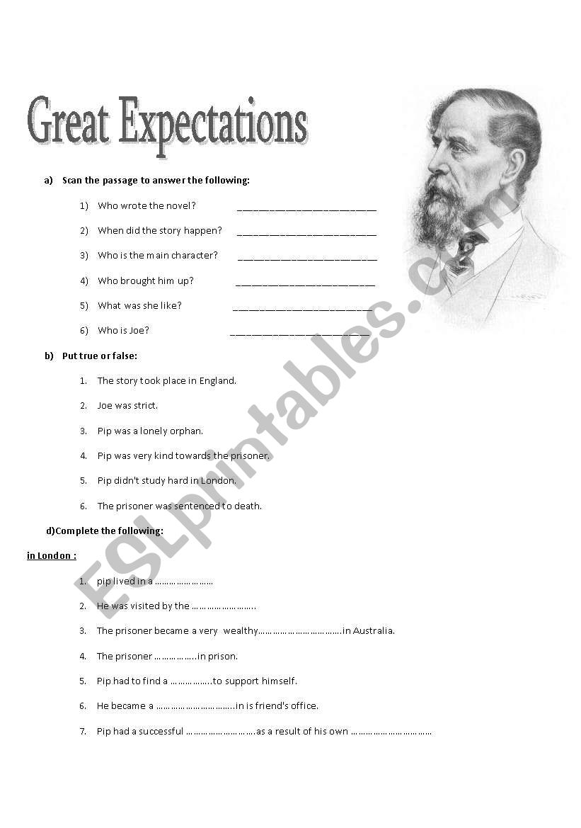 English Worksheets Great Expectations