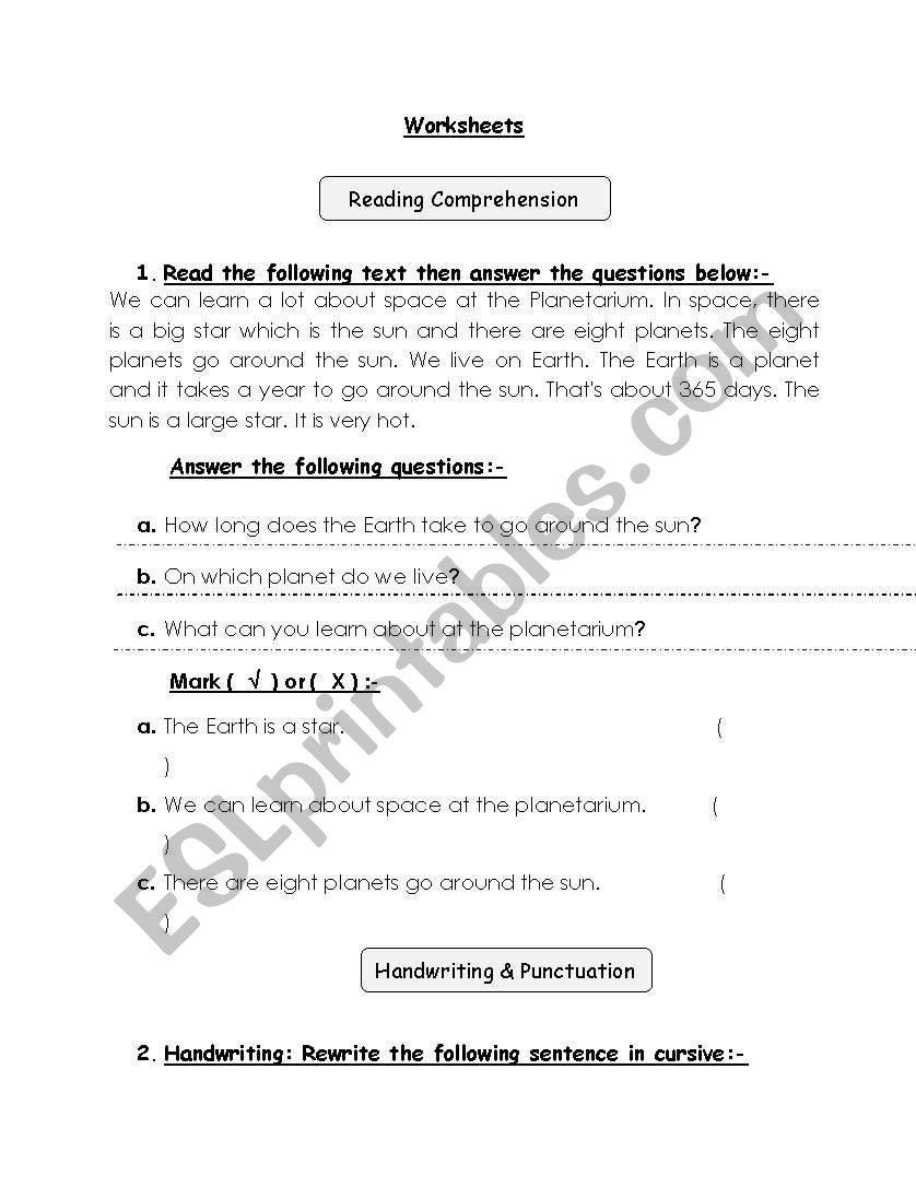 English Worksheets The Planetarium English Worksheets The Planetarium