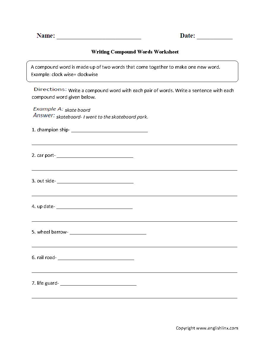 Englishlinx Compound Words Worksheets Englishlinx Compound Words Worksheets