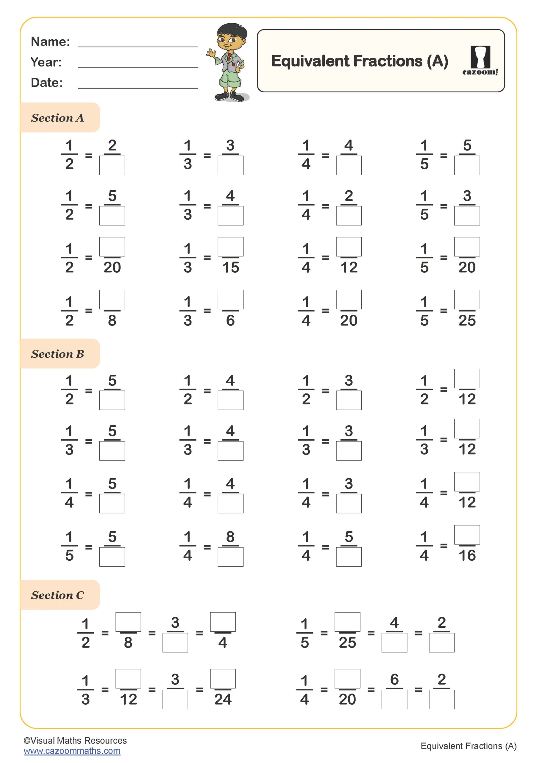 Equivalent Fractions B Worksheet Fun And Engaging Year 6 PDF Worksheets Equivalent Fractions B Worksheet Fun And Engaging Year 6 PDF Worksheets