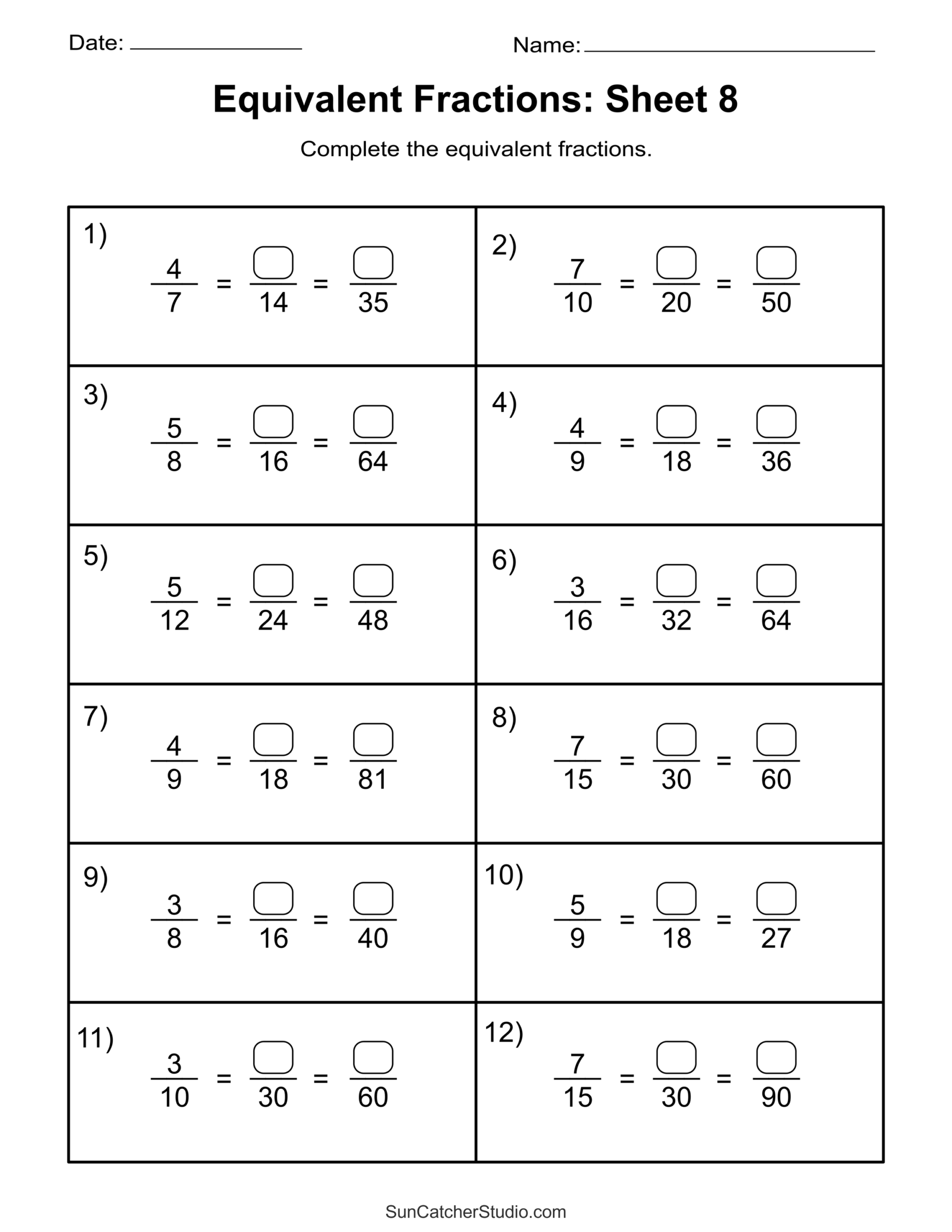 Equivalent Fractions Finding And Writing Equal Fractions Free Equivalent Fractions Finding And Writing Equal Fractions Free