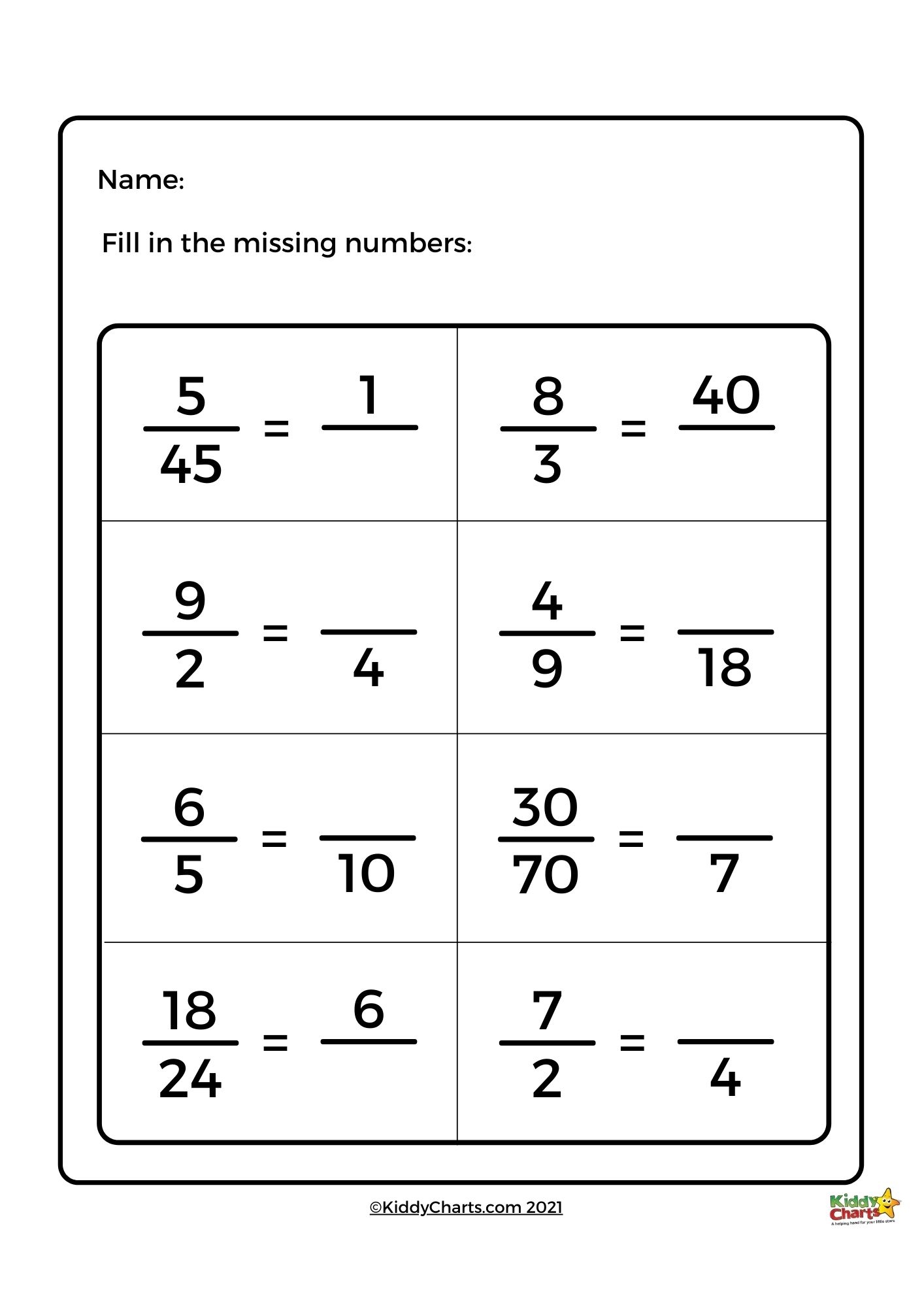 Printable Equivalent Fraction Worksheets