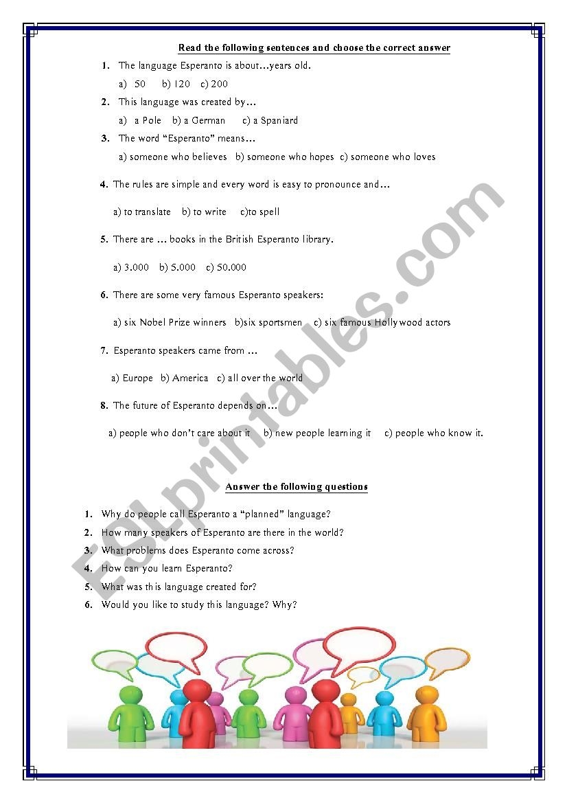 Esperanto ESL Worksheet By Cerida Esperanto ESL Worksheet By Cerida