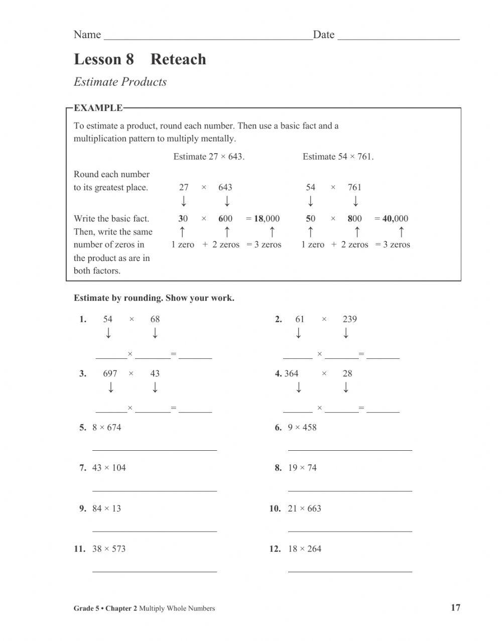 Free Printable Estimating Products Worksheets Free Printable Estimating Products Worksheets