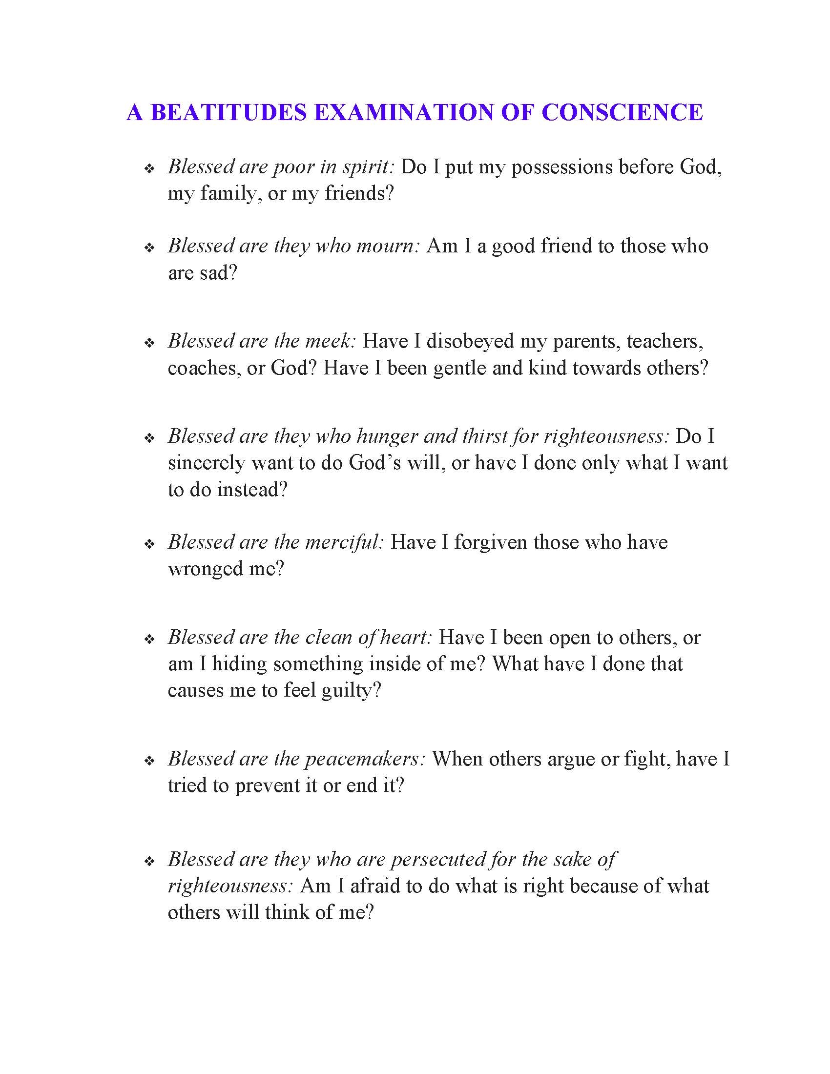 Kids Printable Examination Of Conscience Worksheet Kids Printable Examination Of Conscience Worksheet