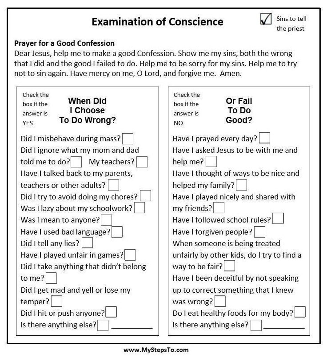 Examination Of Conscience For Kids To Use Before Confession Etsy Israel Examination Of Conscience For Kids To Use Before Confession Etsy Israel