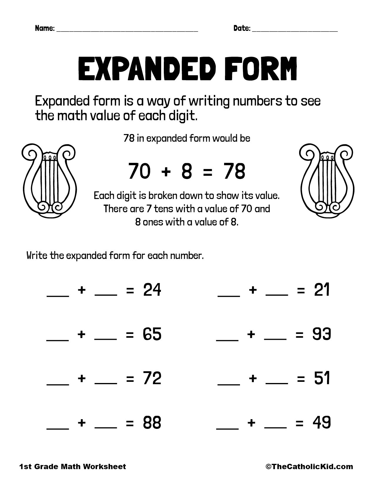 Expanded Form Worksheet TheCatholicKid Expanded Form Worksheet TheCatholicKid