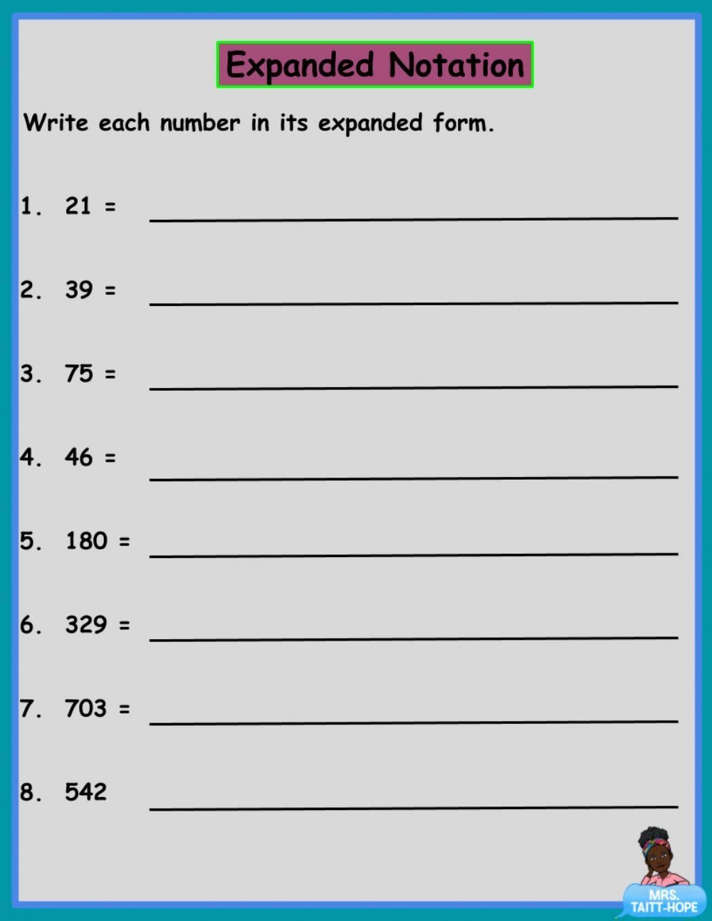 Free Expanded Form Worksheets 3rd Grade