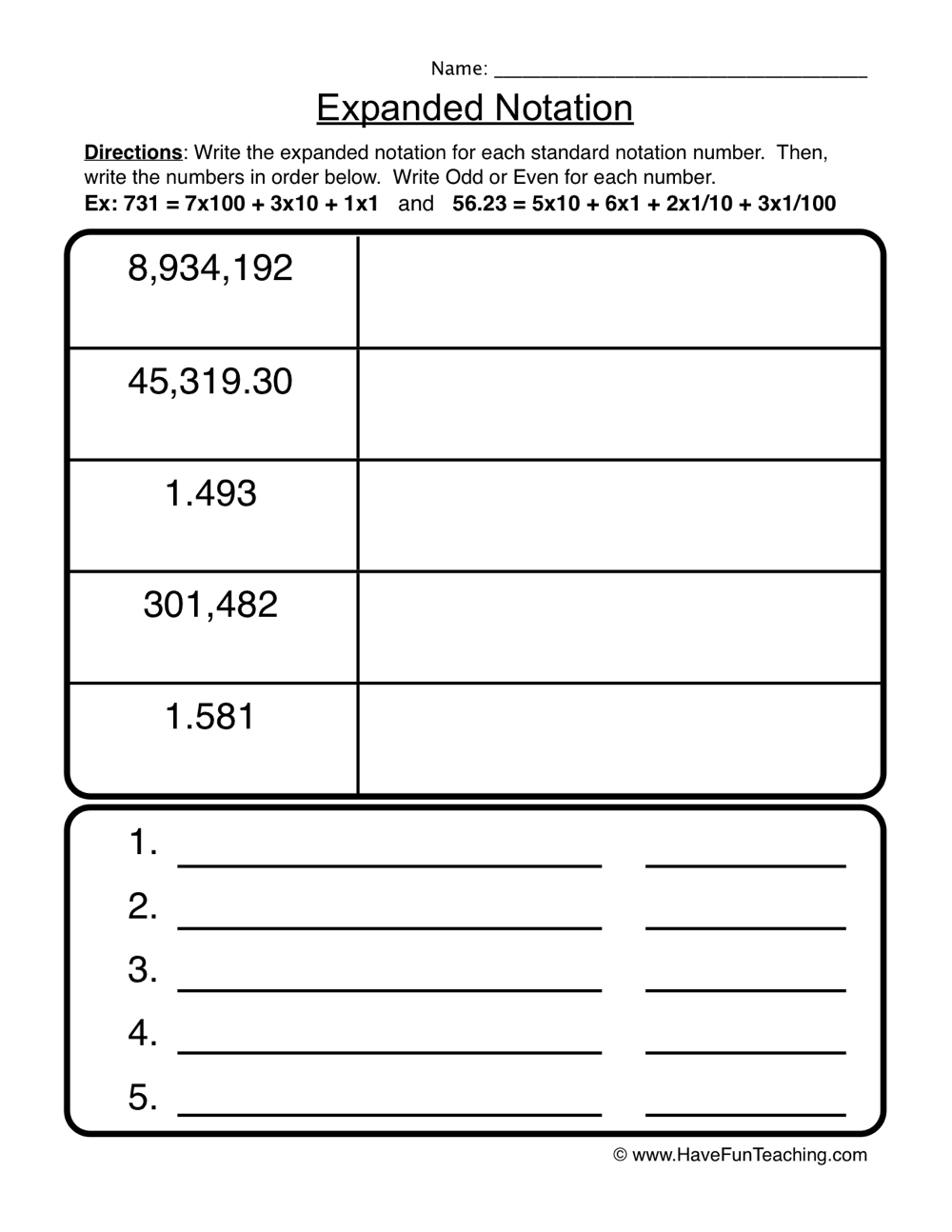 Expanded Form Math Worksheets Expanded Form Math Worksheets