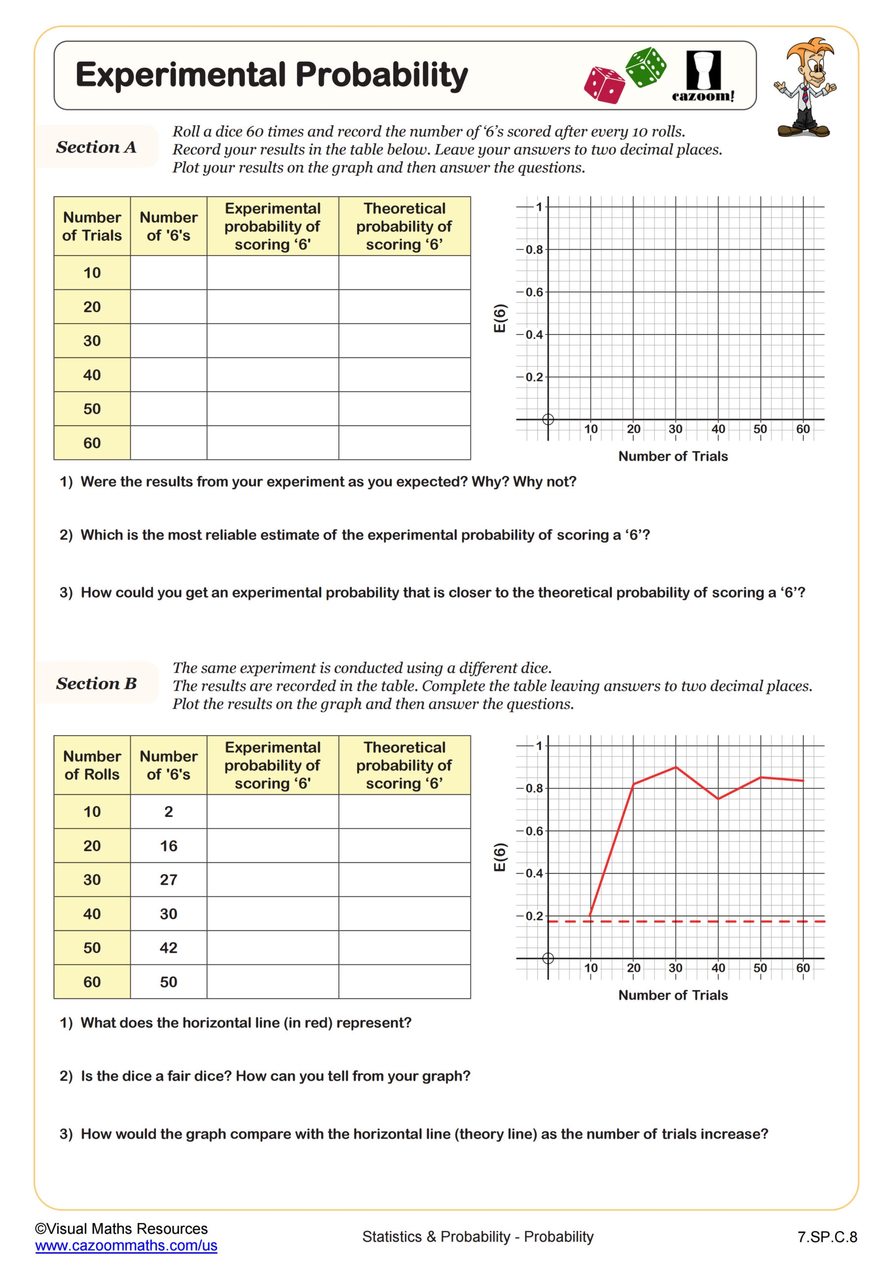 Experimental Probability Worksheet Fun And Engaging 7th Grade PDF Worksheets Cazoom Math