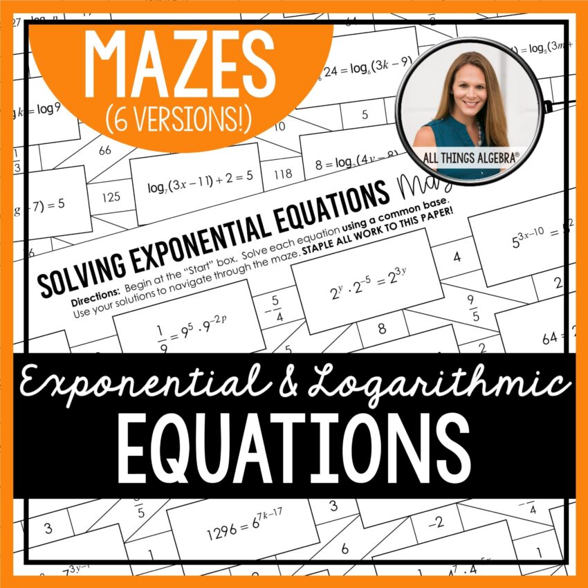 Exponential U0026 Logarithmic Equations Mazes