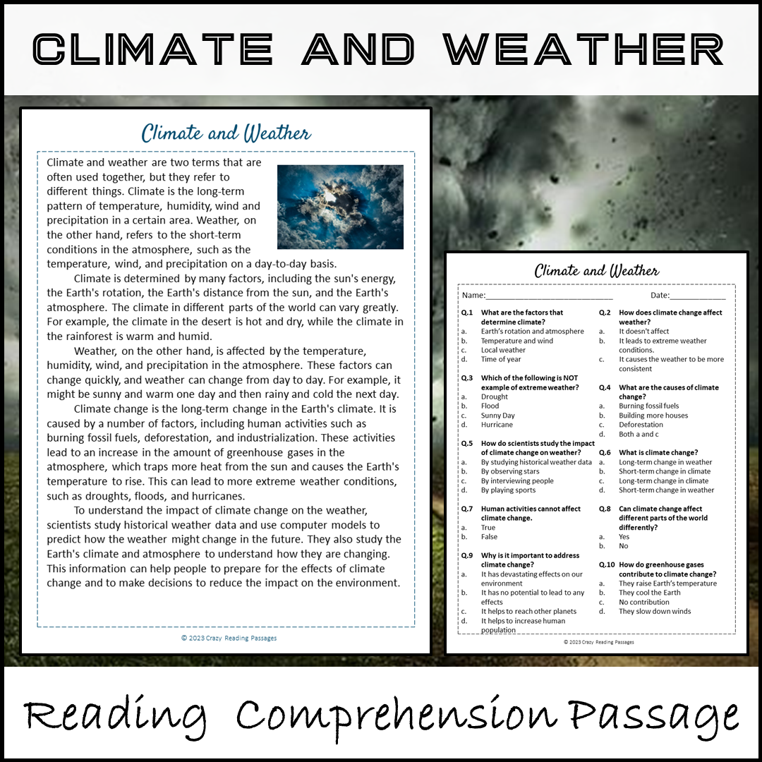 Extreme Weather Reading Comprehension Passage Worksheetspack Worksheets Library Extreme Weather Reading Comprehension Passage Worksheetspack Worksheets Library