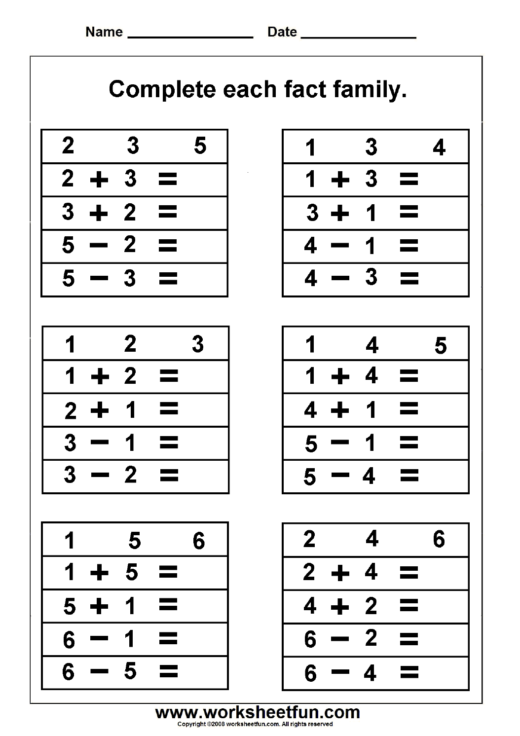 Fact Family Complete Each Fact Family 2 Worksheets FREE Printable Worksheets Worksheetfun Fact Family Complete Each Fact Family 2 Worksheets FREE Printable Worksheets Worksheetfun