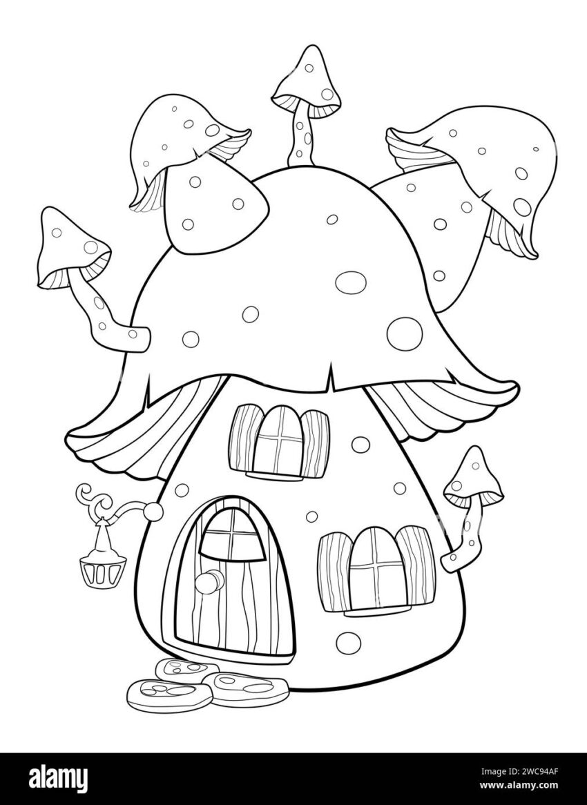 Fairy House Coloring Page Hi res Stock Photography And Images Alamy