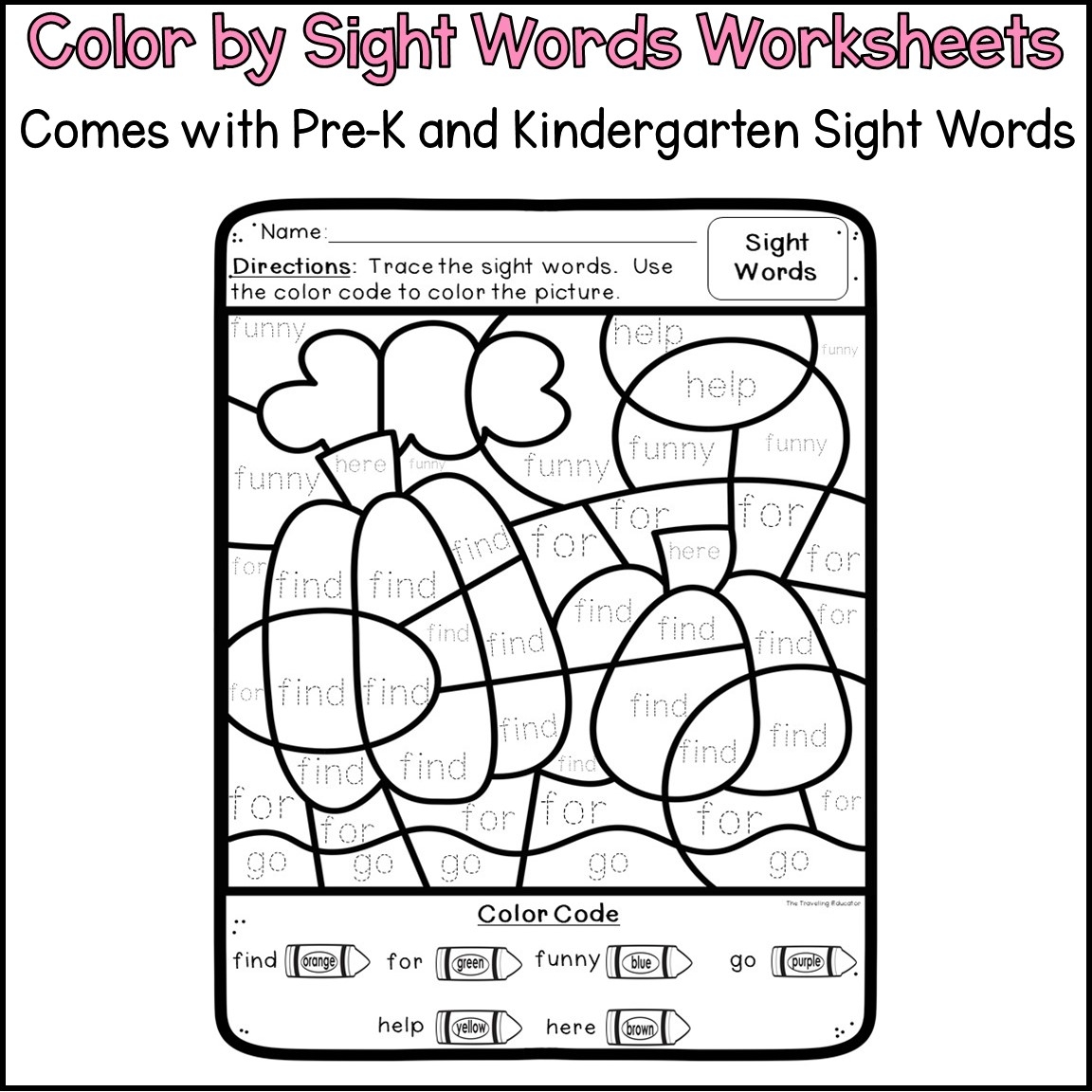 Fall Color By Sight Words For Pre Kindergarten And Kindergarten The Traveling Educator Fall Color By Sight Words For Pre Kindergarten And Kindergarten The Traveling Educator