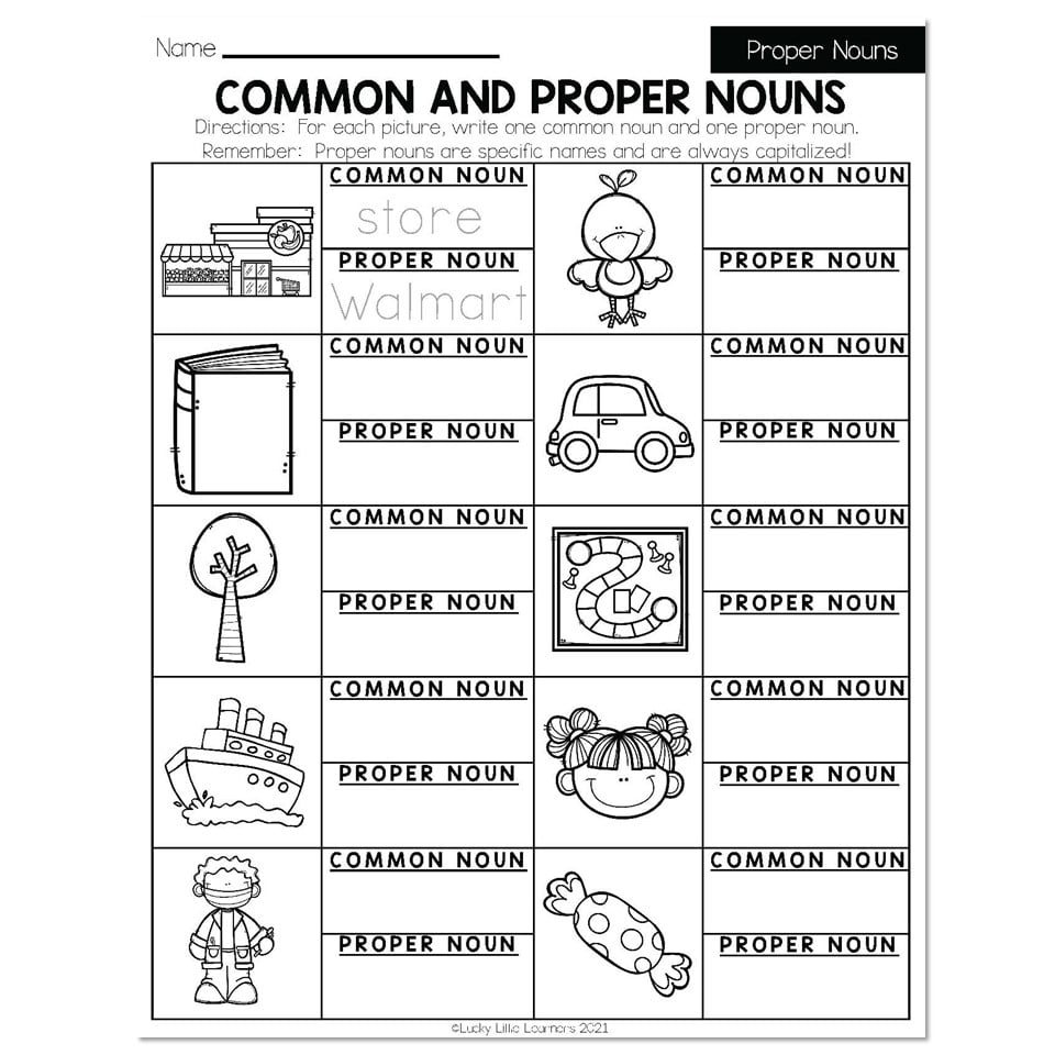 Fall Early Finishers 2nd Grade ELA Proper Nouns Common Worksheets Library