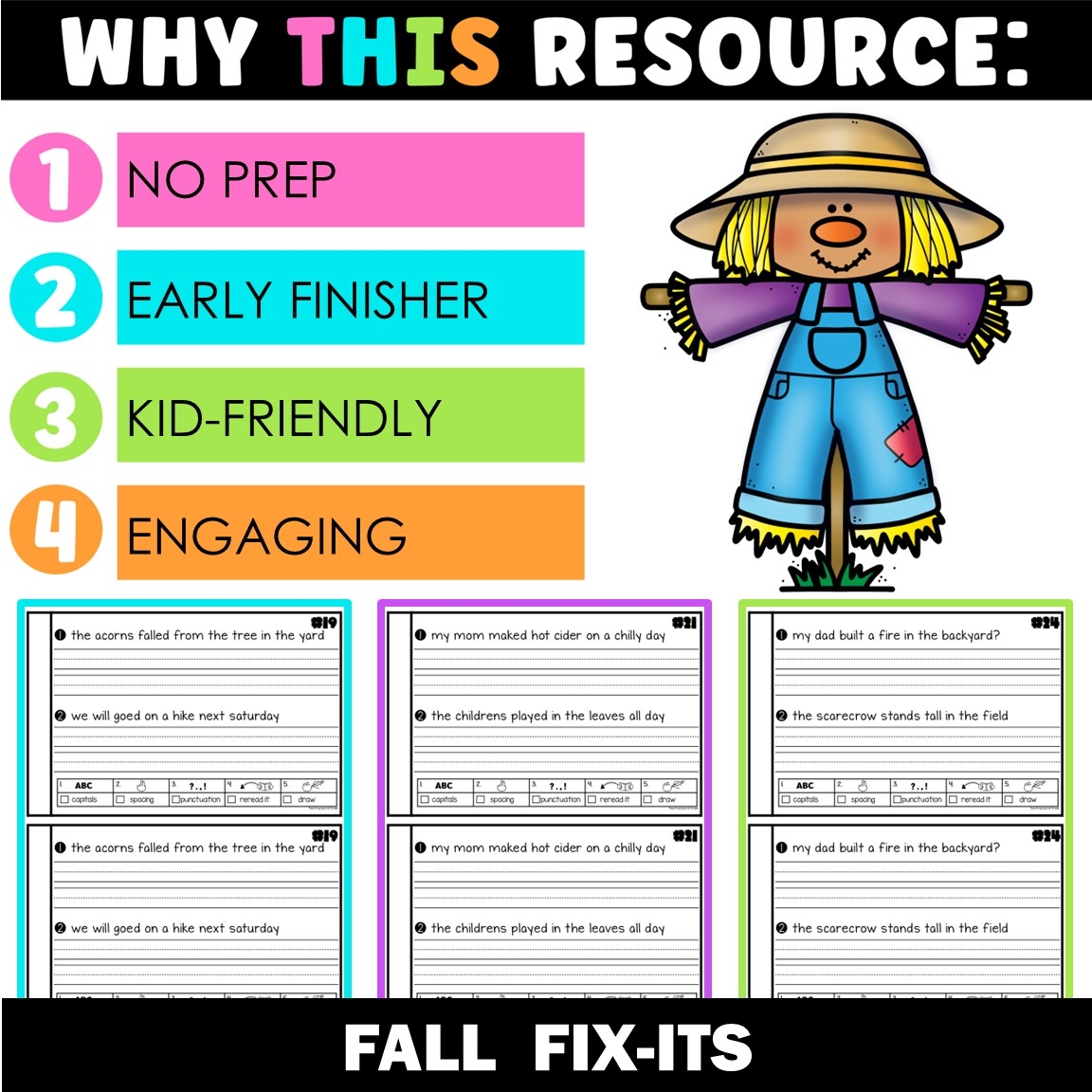 Fall Fix The Sentence Worksheets Sentence Editing Daily Oral Language DOL Teaching Ideas Made Easy Fall Fix The Sentence Worksheets Sentence Editing Daily Oral Language DOL Teaching Ideas Made Easy