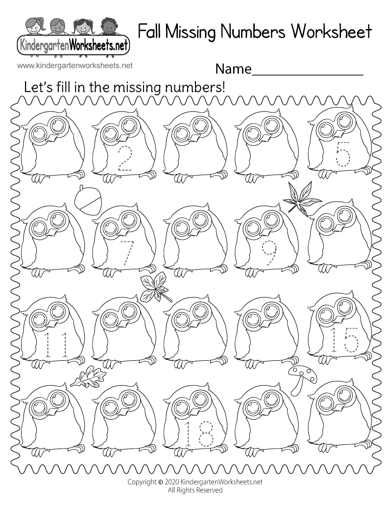 Fall Missing Numbers Worksheet 1 20 Free Printable Digital PDF