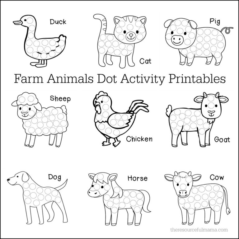 Farm Animals Dot Activity Worksheets The Resourceful Mama