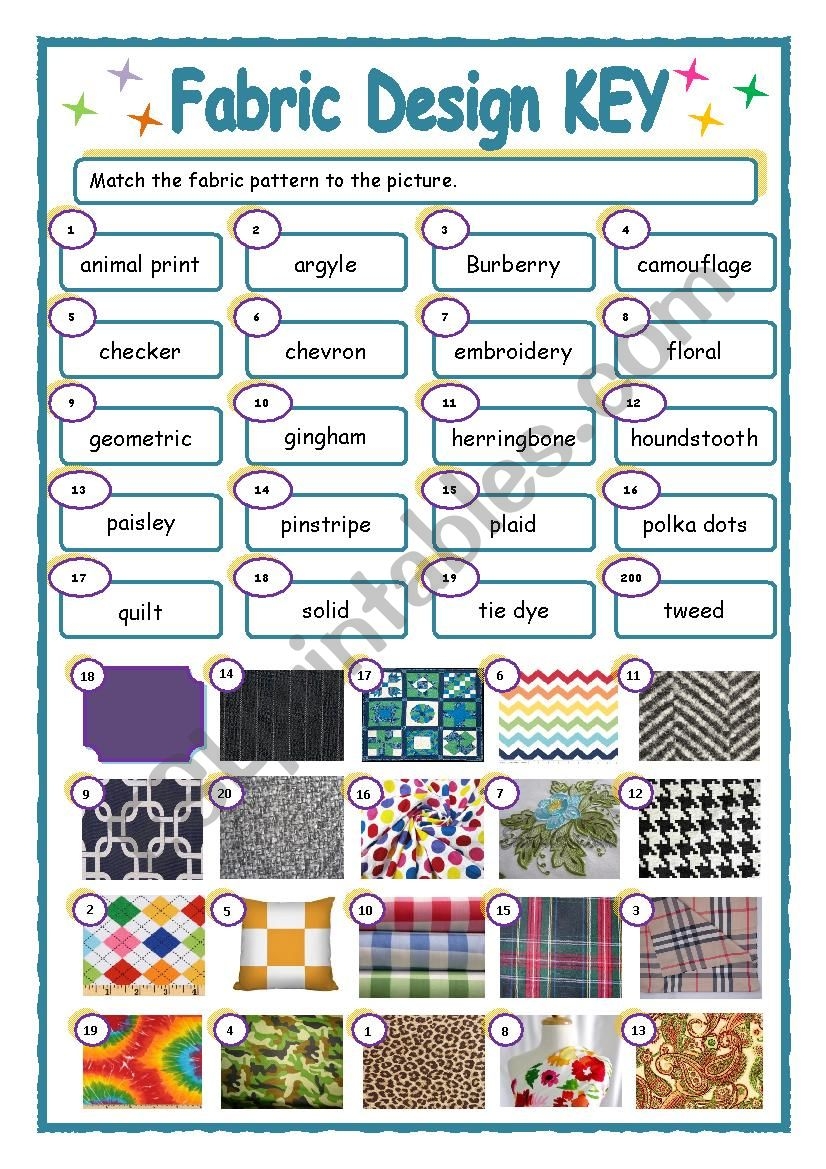 Fashion Design Matching ESL Worksheet By ShakespeareGroupie Fashion Design Matching ESL Worksheet By ShakespeareGroupie