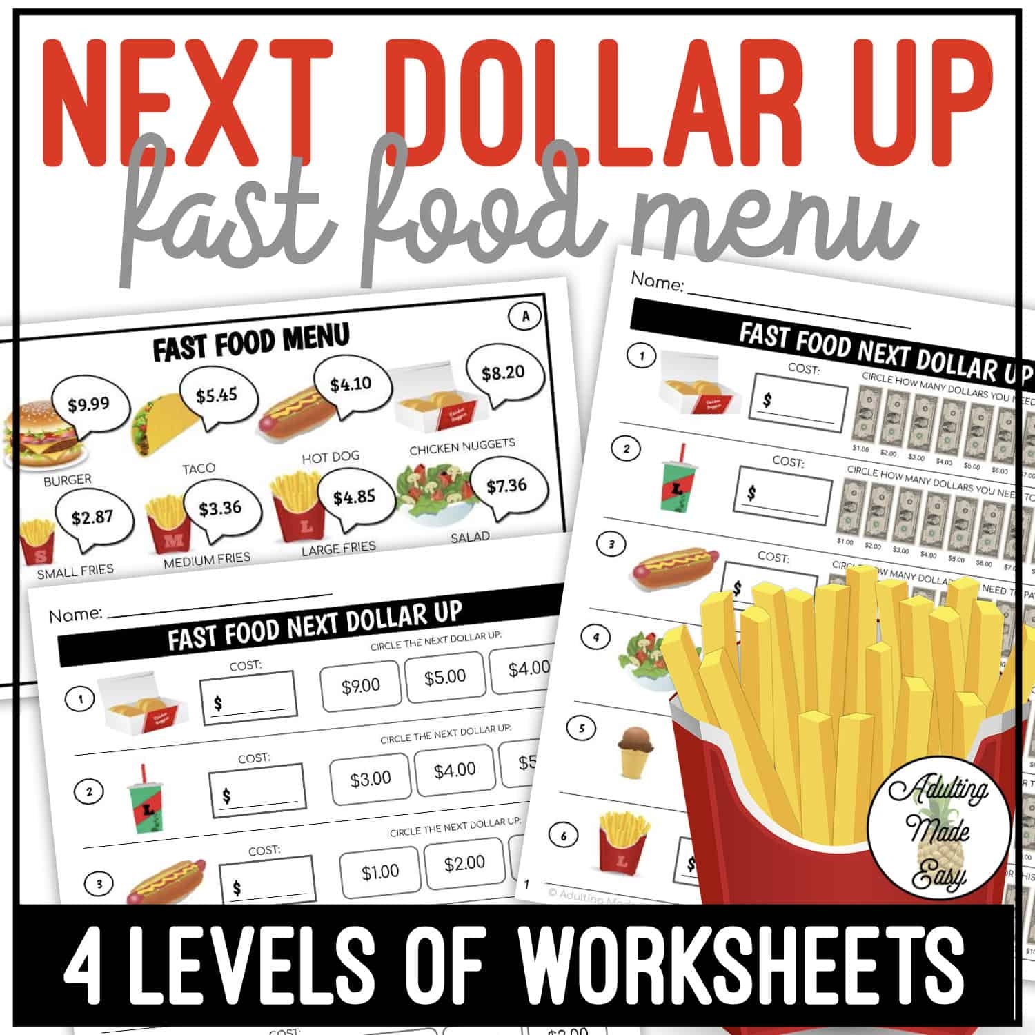 Fast Food Restaurant Menu Next Dollar Up Worksheets Fast Food Restaurant Menu Next Dollar Up Worksheets