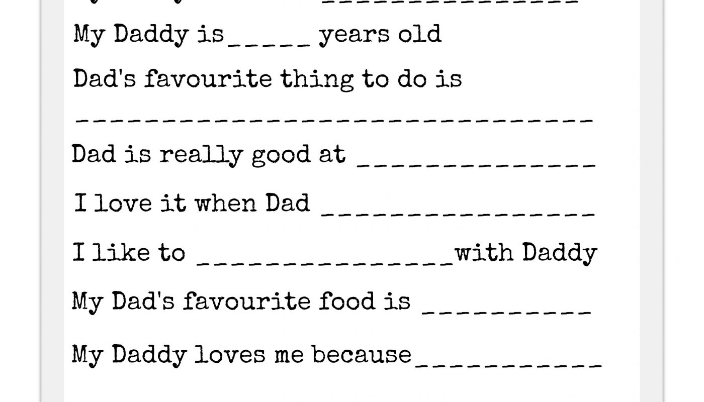Father's Day Questionnaire Preschool Printable Father's Day Questionnaire Preschool Printable