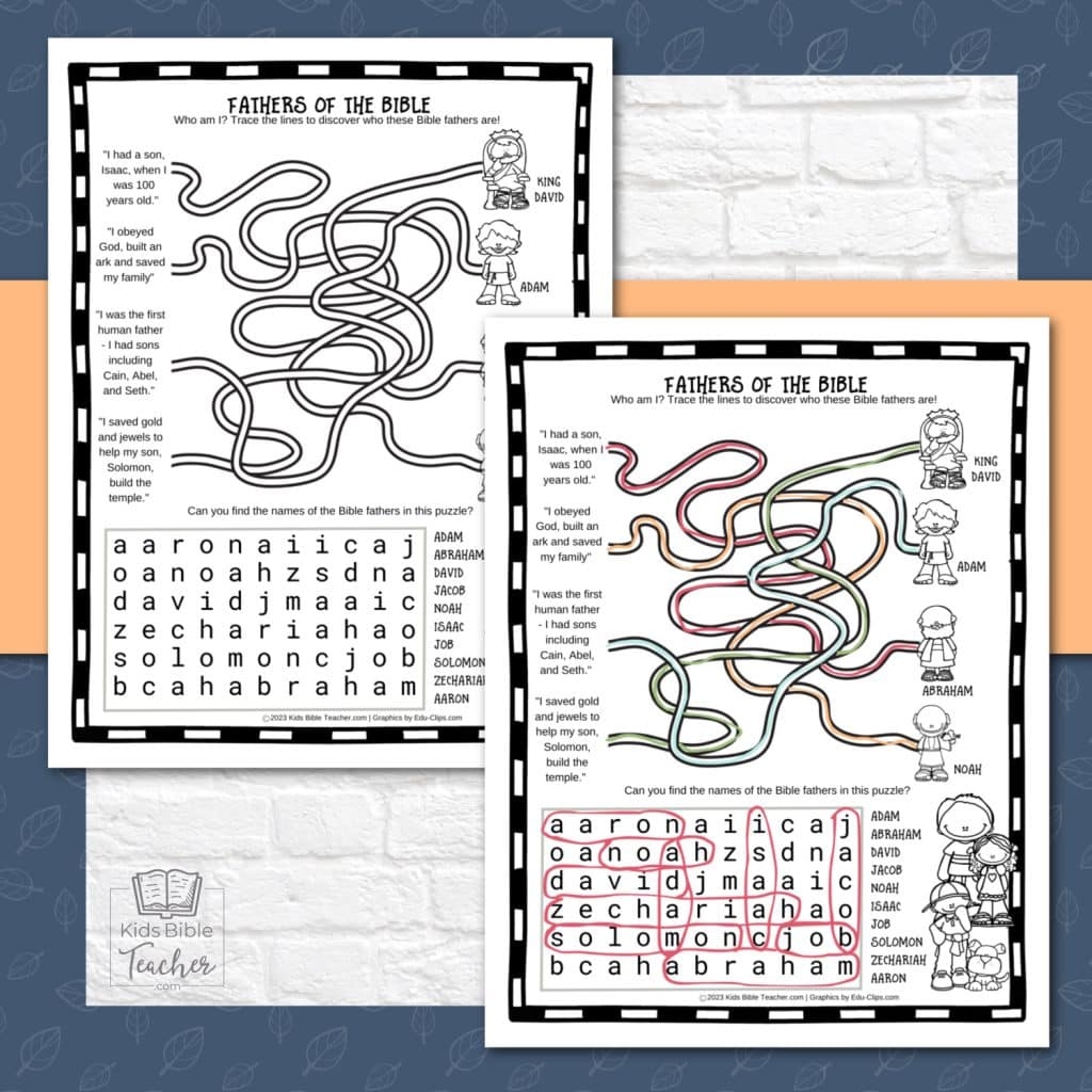 Fathers In The Bible Activity Pages Kids Bible Teacher Fathers In The Bible Activity Pages Kids Bible Teacher