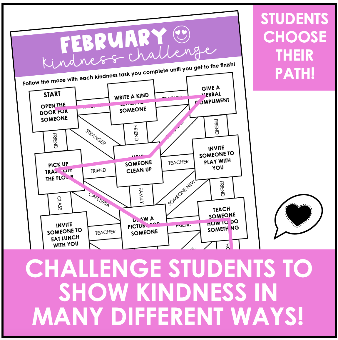 February Kindness Challenge Maze Classful February Kindness Challenge Maze Classful