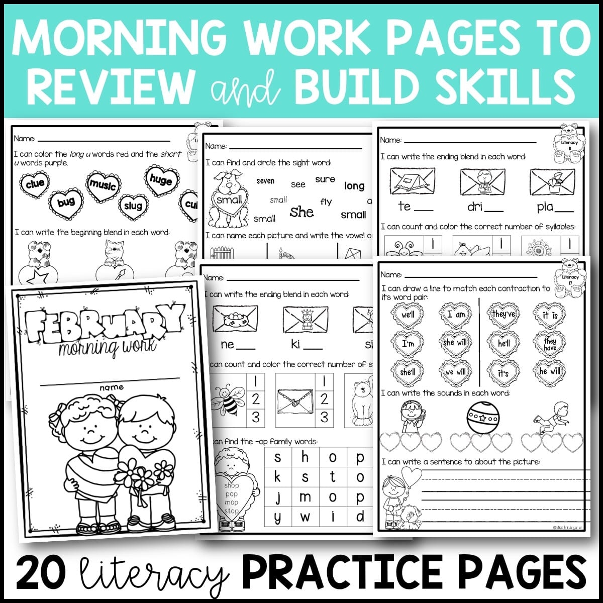 February Morning Work First Grade Miss Kindergarten