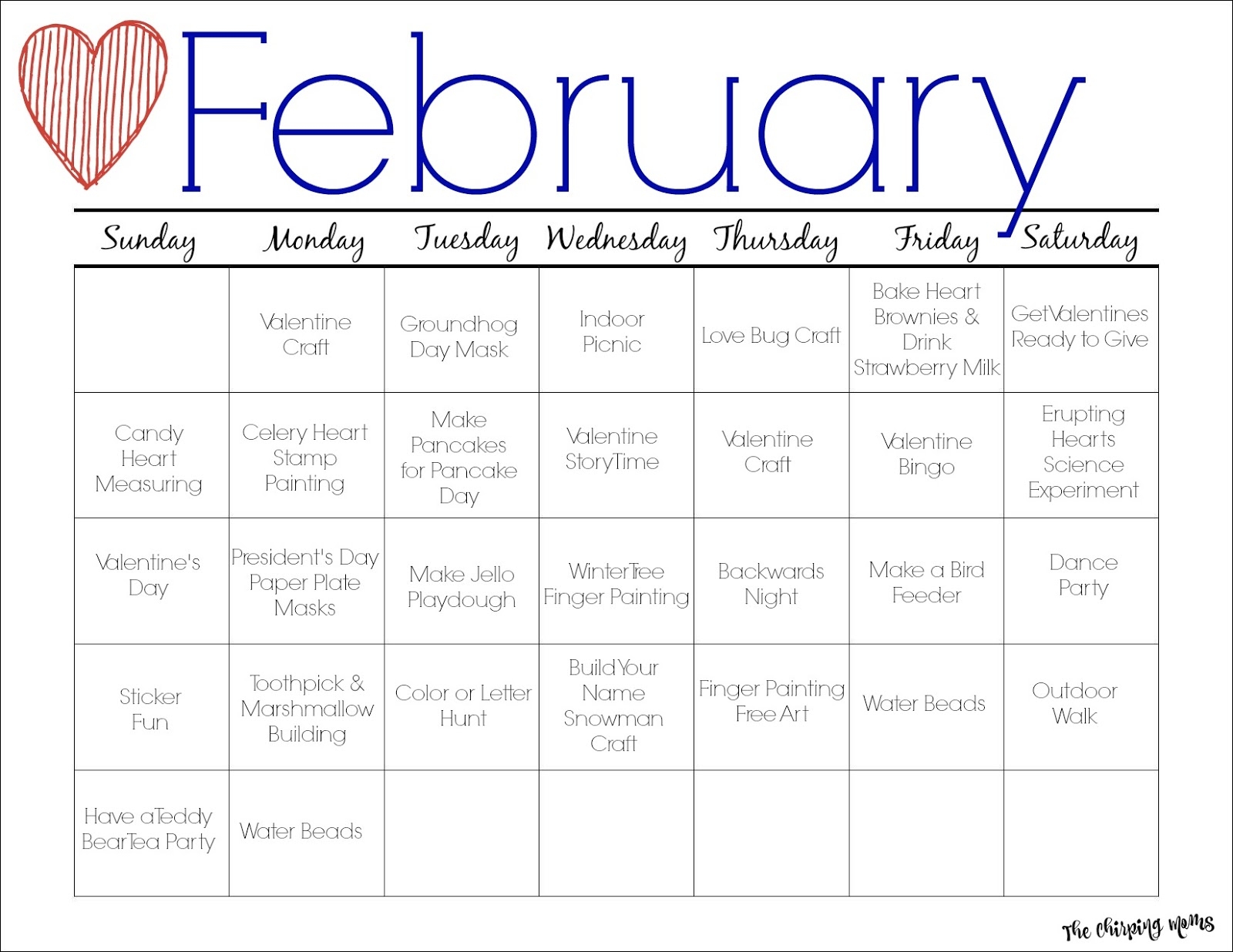 February Printable Activity Calendar For Kids The Chirping Moms February Printable Activity Calendar For Kids The Chirping Moms