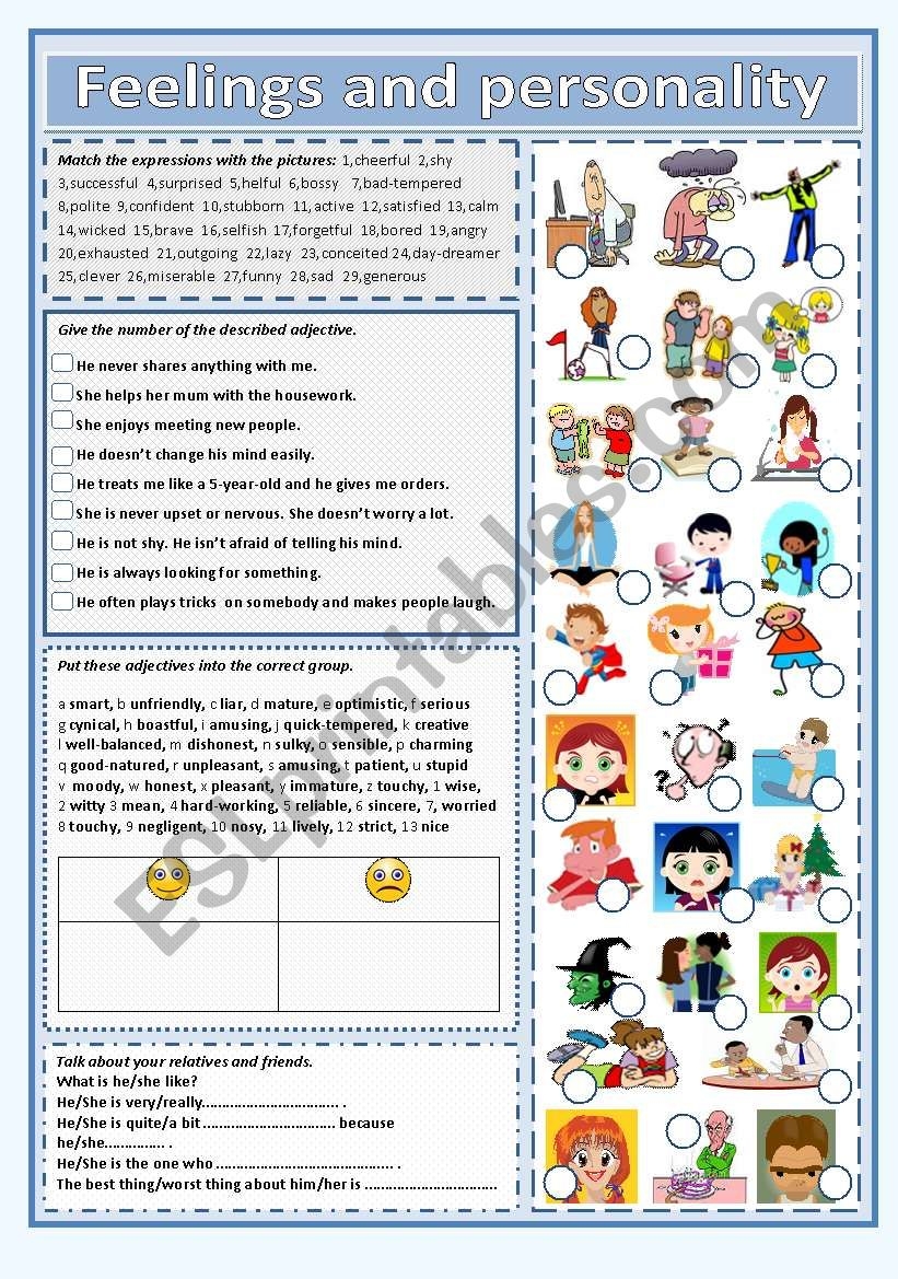 Feelings And Personality With 66 Adjectives ESL Worksheet By Gabriella hu