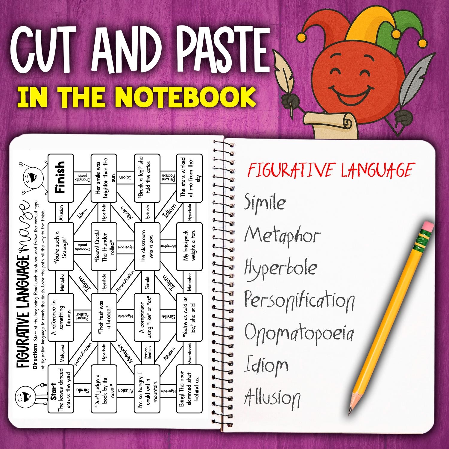 Figurative Language Worksheet Maze Review Activity Figures Of Speech Printable Activities Etsy