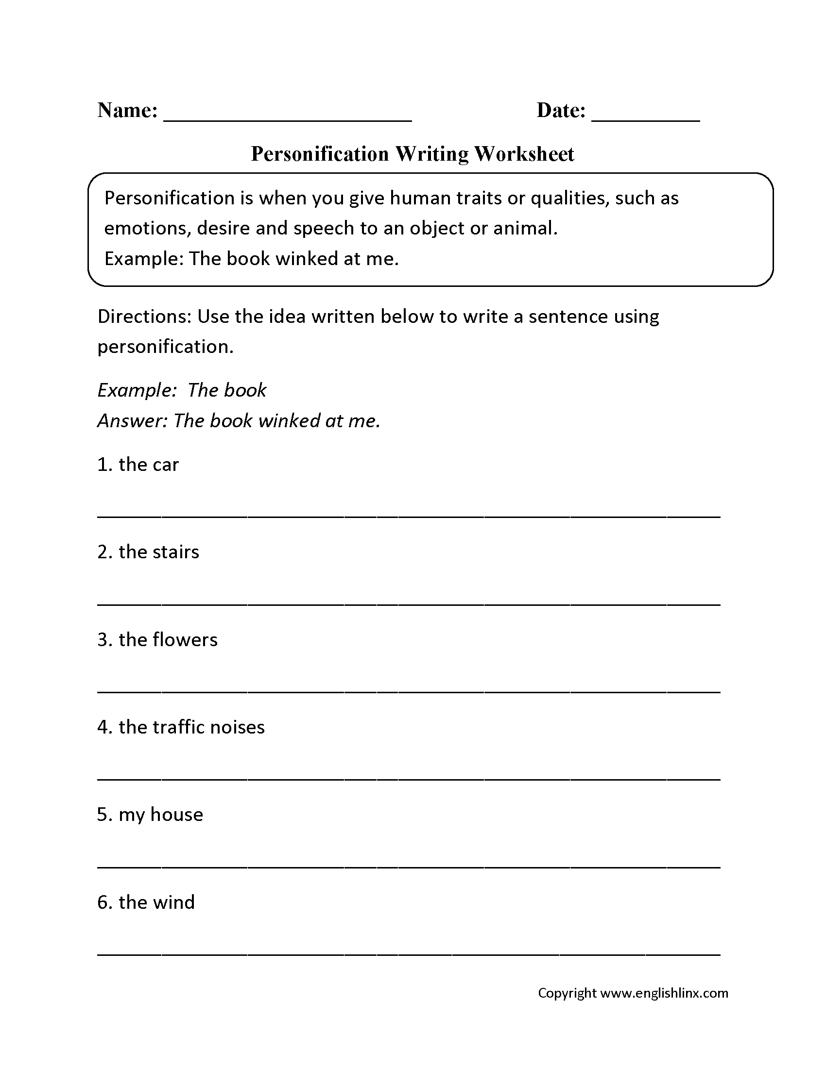 Figurative Language Worksheets Personification Worksheets Figurative Language Worksheets Personification Worksheets