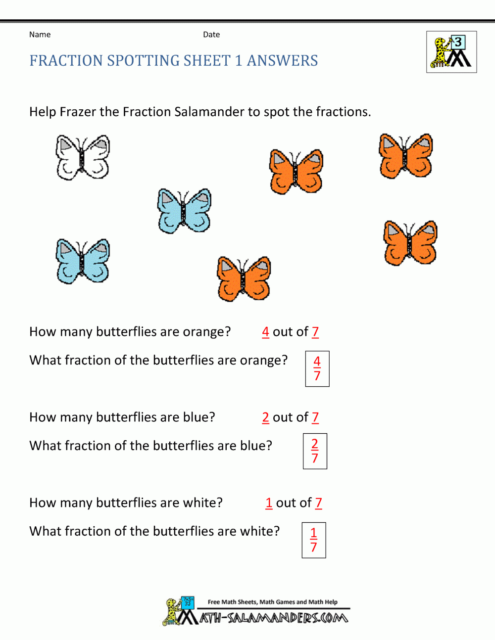 Finding Fractions Fraction Spotting